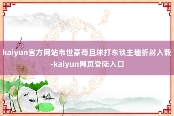 kaiyun官方网站韦世豪苟且球打东谈主墙折射入彀-kaiyun网页登陆入口