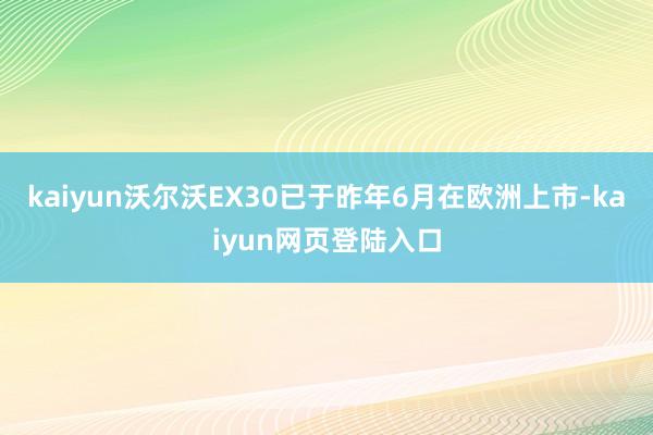 kaiyun沃尔沃EX30已于昨年6月在欧洲上市-kaiyun网页登陆入口