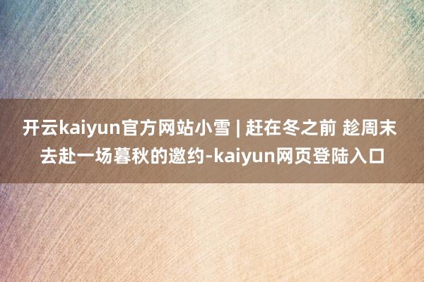 开云kaiyun官方网站小雪 | 赶在冬之前 趁周末 去赴一场暮秋的邀约-kaiyun网页登陆入口