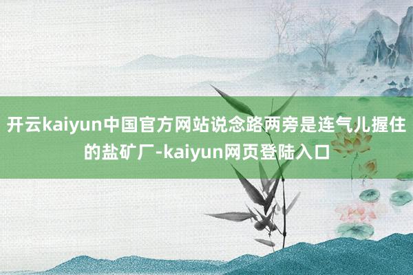 开云kaiyun中国官方网站说念路两旁是连气儿握住的盐矿厂-kaiyun网页登陆入口